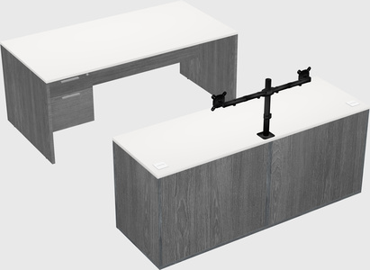 Parallel desk with credenza