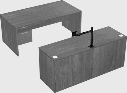 Parallel desk with credenza