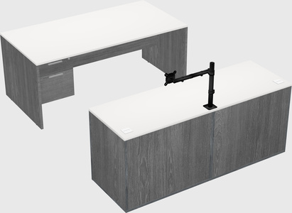 Parallel desk with credenza