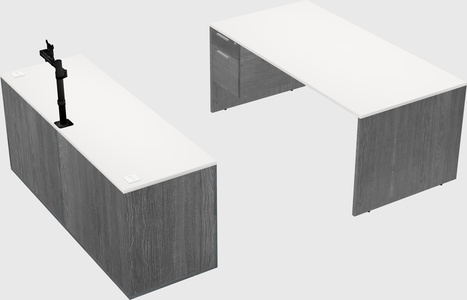 Parallel desk with credenza