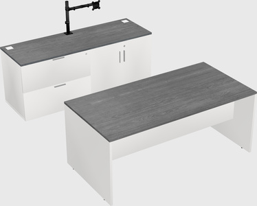 Parallel desk with credenza