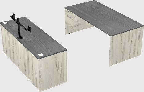 Parallel desk with credenza