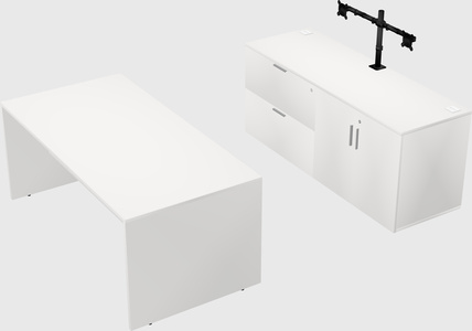 Parallel desk with credenza