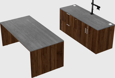Parallel desk with credenza