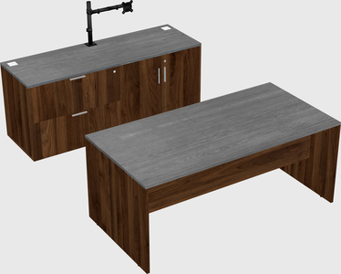 Parallel desk with credenza
