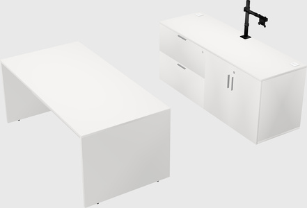 Parallel desk with credenza