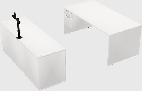 Parallel desk with credenza