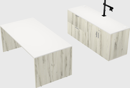 Parallel desk with credenza