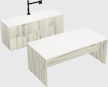 Parallel desk with credenza