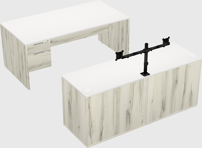 Parallel desk with credenza