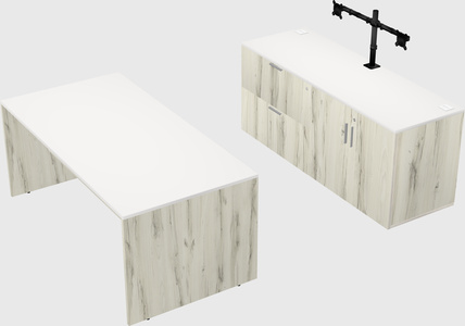 Parallel desk with credenza