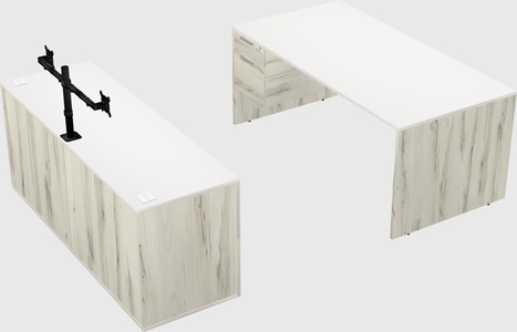 Parallel desk with credenza