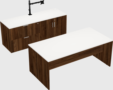 Parallel desk with credenza