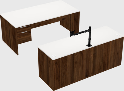 Parallel desk with credenza