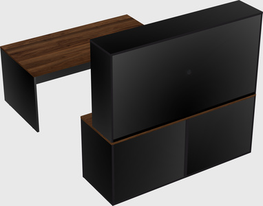 Parallel desk with credenza