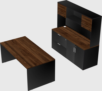 Parallel desk with credenza