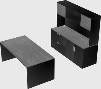 Parallel desk with credenza