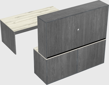 Parallel desk with credenza