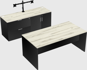 Parallel desk with credenza