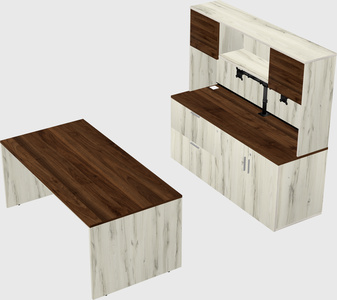Parallel desk with credenza