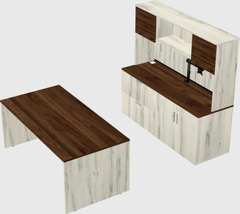 Parallel desk with credenza