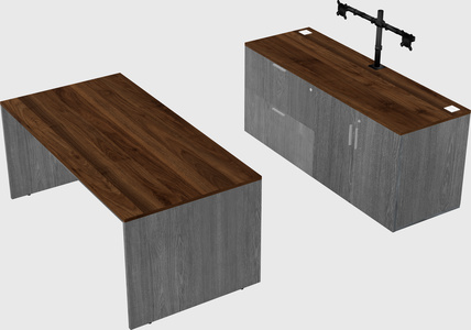 Parallel desk with credenza
