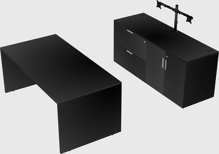 Parallel desk with credenza