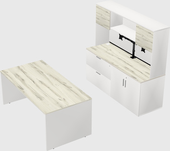 Parallel desk with credenza