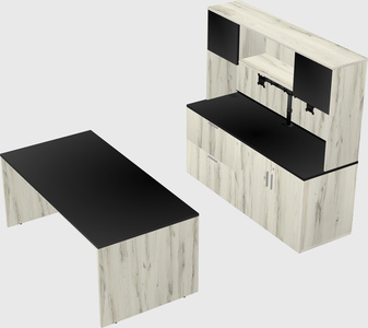 Parallel desk with credenza