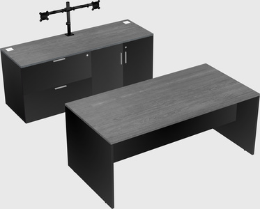 Parallel desk with credenza