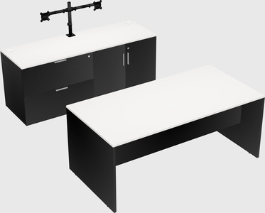 Parallel desk with credenza