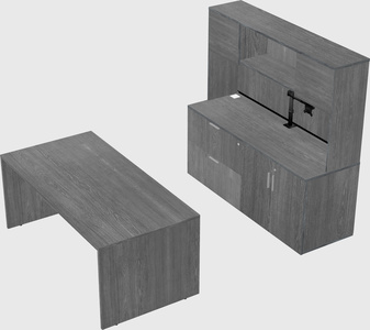 Parallel desk with credenza