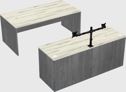 Parallel desk with credenza