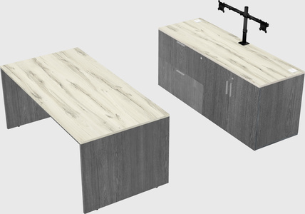 Parallel desk with credenza