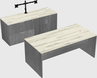 Parallel desk with credenza