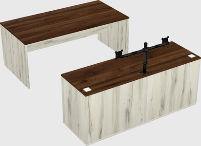Parallel desk with credenza
