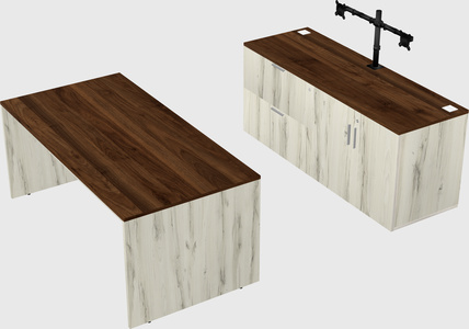 Parallel desk with credenza
