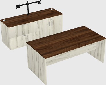 Parallel desk with credenza