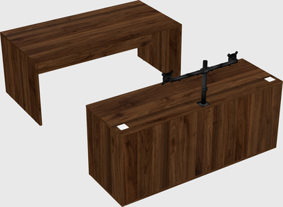 Parallel desk with credenza
