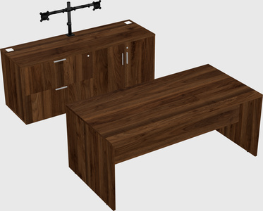Parallel desk with credenza