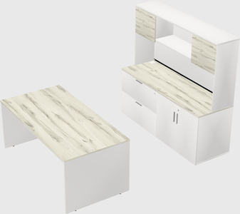 Parallel desk with credenza