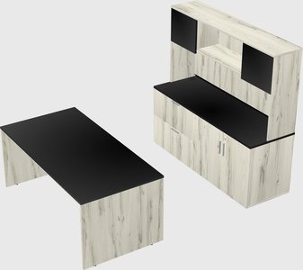 Parallel desk with credenza