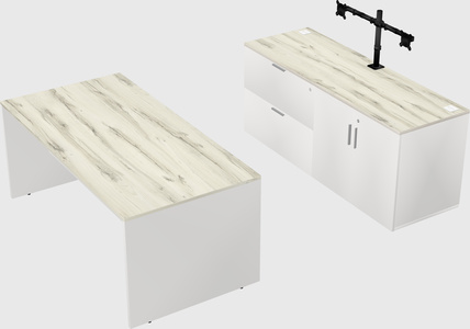Parallel desk with credenza