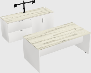 Parallel desk with credenza