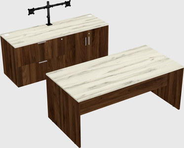 Parallel desk with credenza