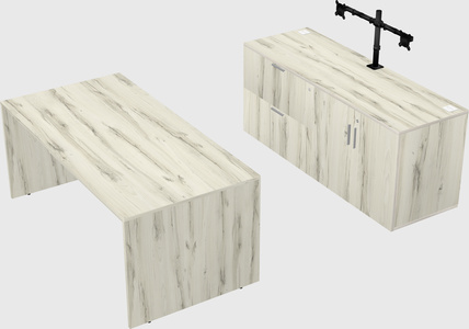Parallel desk with credenza