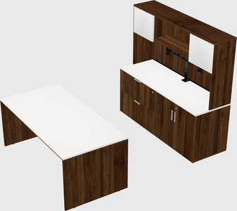 Parallel desk with credenza