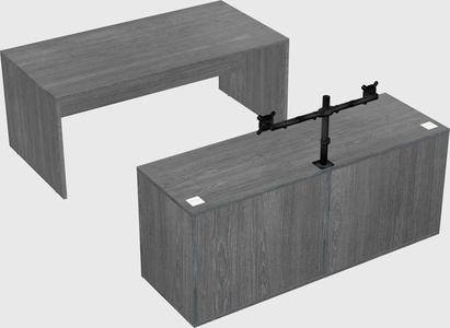 Parallel desk with credenza