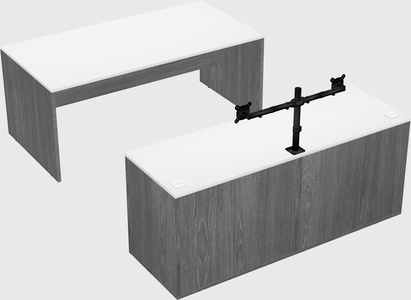 Parallel desk with credenza