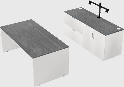Parallel desk with credenza